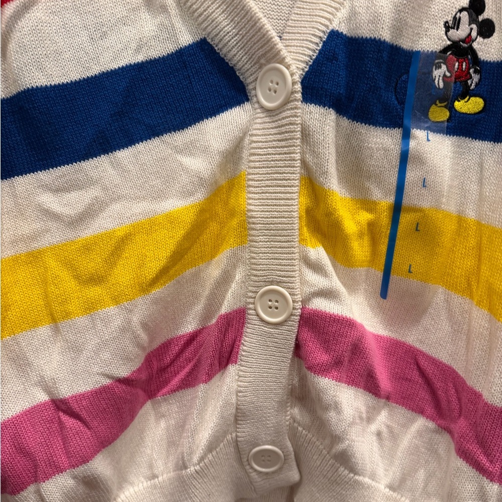 NWT Disney 100 Mickey Mouse Striped Women’s Cardigan - Picture 3 of 9